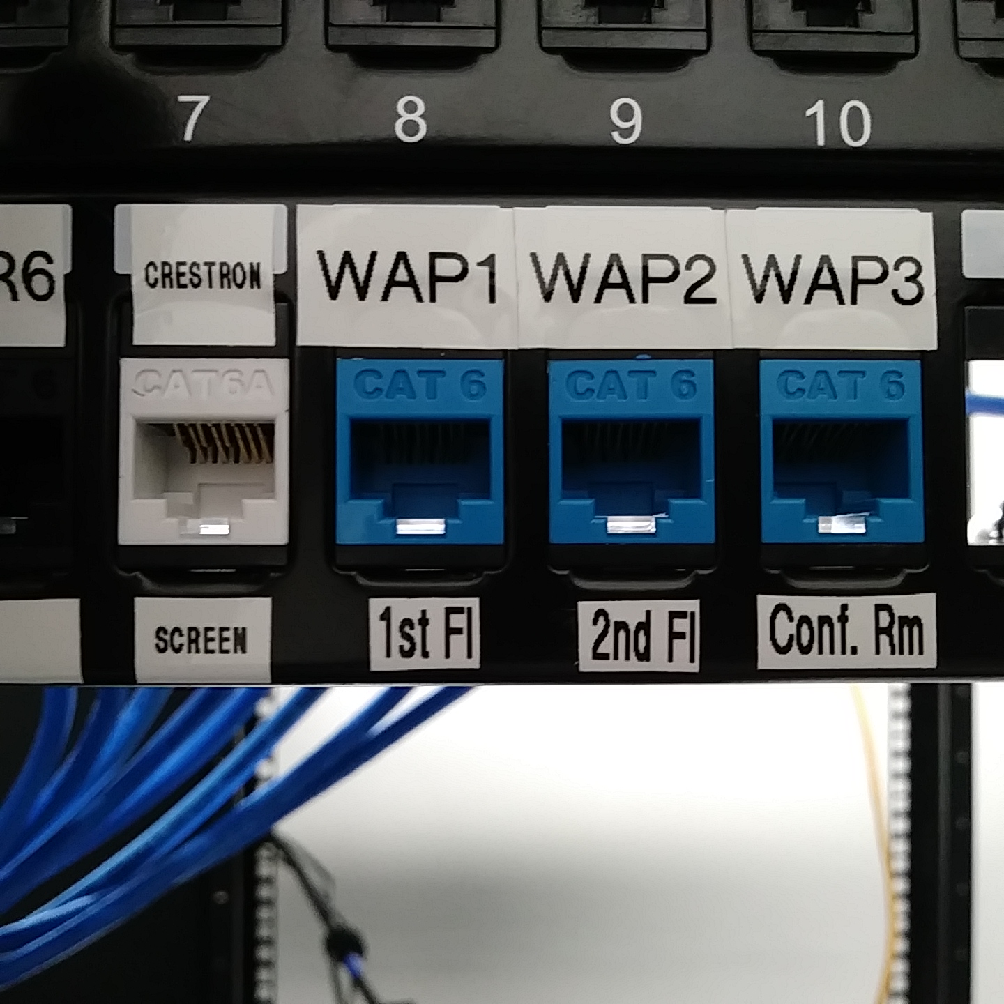 Professionally labeled patch panel installation